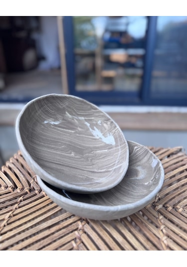 Argile Rouge Büyük Joker Kase El Yapımı Stoneware Gri