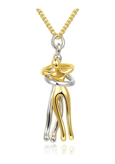 Takı Dükkanı Sarılan Çift Unisex Sevgili Kolyesi Eşe Sevgiliye Hediye Eck52sr Altın - Gümüş