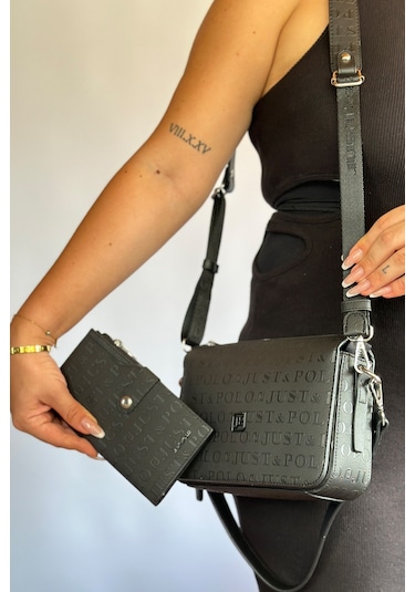 Jps-orta Boy Spor Model Çok Bölmeli 2 Asklı Kadın Çapraz Omuz Çantası 4036 Siyah Kombin Siyah