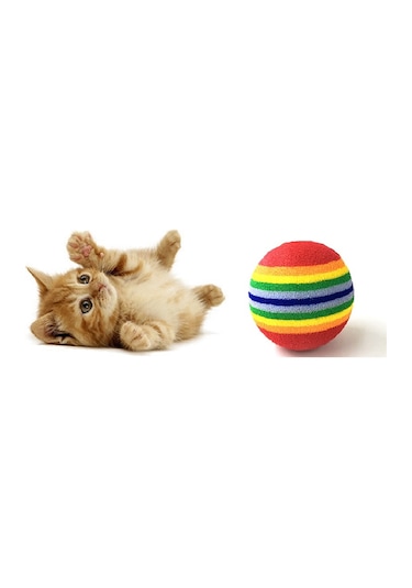 Schulzz Kırmızı Şeritli Orta Sert Kedi Topu 3.6 CM