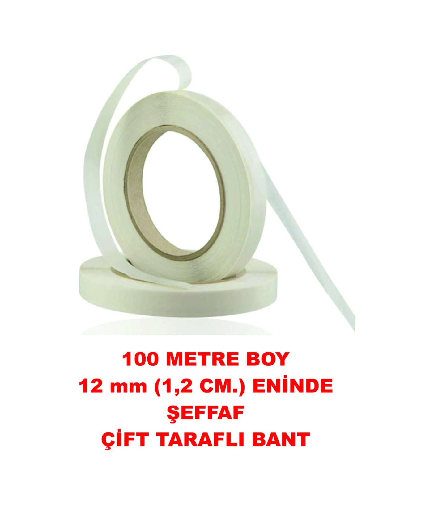 Çift Taraflı Elle Kopan Beyaz Bant 100 M. Uzunlukta 12 Mm Eninde