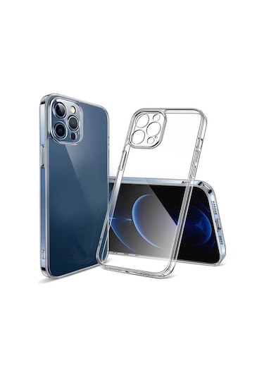 İphone 13 Promax Uyumlu Kılıf Şeffaf Yumuşak Silikon Kamera Korumalı Yüksek Kalite Turuncu