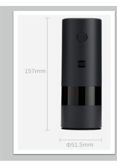 Jms Siyah Xiaomi Huohou Otomatik Elektrikli Biber Tuz Öğütücü Led Işık 5 Modu Baharat Tahıl Porselen Taşlama Seramik Çapak Değirmeni