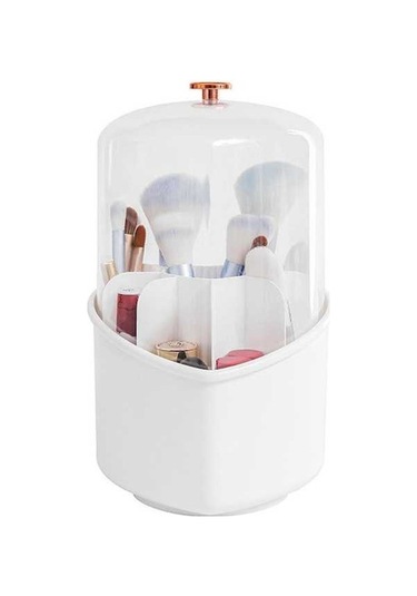 Novahub Döndürülebilir Kozmetik Kutu, Beyaz Kalp Makyaj Organizatörü Beyaz