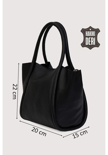 Hakiki Deri Kadın Organizerlı El Çantası Siyah Smr9206-2 Siyah