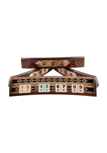 Helena Wood Art Mozaikli Oval Masif Okey Takımı Mazel