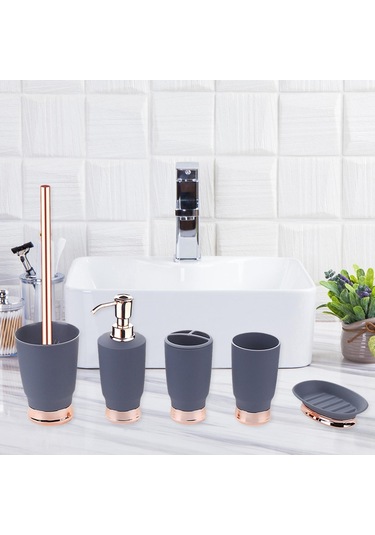Suntek 5x Banyo Aksesuarları Seti Daire Ev Gri Için Sabun Diş