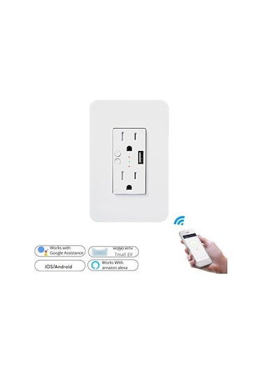 Pazly Akıllı Duvar Prizi 120v Wifi Uzaktan Kumanda, Sesle Kontrol, Usb Soket, Amerikan Modeli