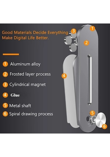 Dashanshop Hafif Taşınabilir Manyetik Telefon Tutucu, 10-13 İnç Gümüş Beyaz Gümüş Beyaz