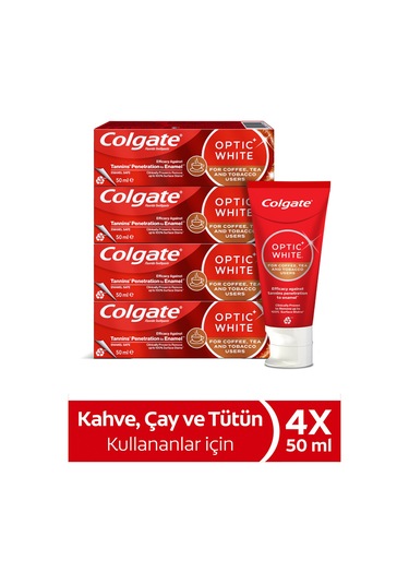 Colgate Optic White Kahve Çay Ve Tütün Kullanıcıları Için Diş Macunu 4x 50 ml