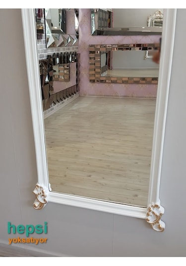 Vintage Madam Model Beyaz Altın Renk Varaklı Boy Aynası (442907834) Beyaz