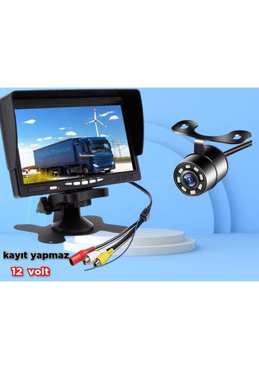 1 Adet Beyaz Ledli Kelebek Kamera 7'' Ekran Set Kayıt Yapmaz 12v