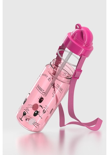 Renga Taffy Desenli 500 Ml Askılı Pipetli Tritan Çocuk Matara 912080 Pembe Pembe