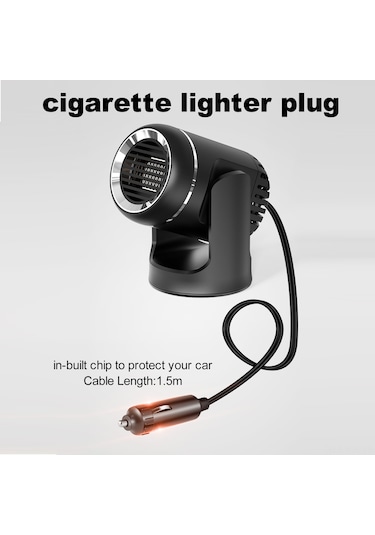 Gajeena 12v Araç Isıtıcı - 360 Dönebilir, Hava Temizleme, Düşük Gürültülü, Sıcaklık Koruma Özellikli