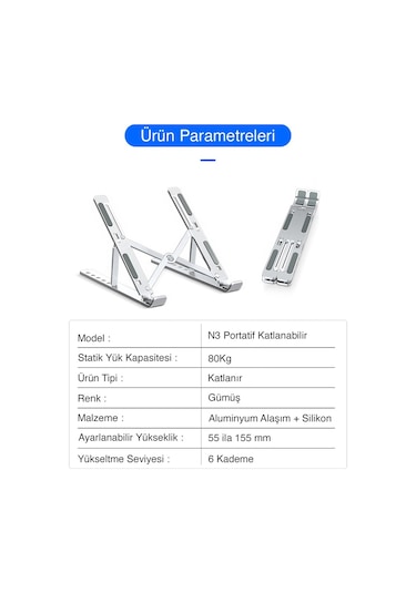 i-Stand Alüminyum Katlanabilir Taşınabilir  Ayarlı Laptop Standı