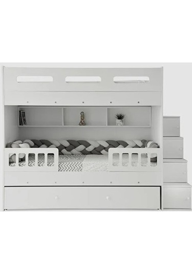 Buket Mdf Çelik Profilli Yavrulu Ranza Beyaz M2