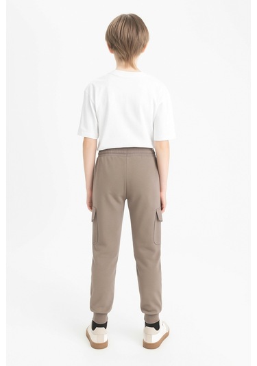 Erkek Çocuk Basic Kargo Cepli Jogger Paça Okul Eşofman Altı Ak2322-1 Bej