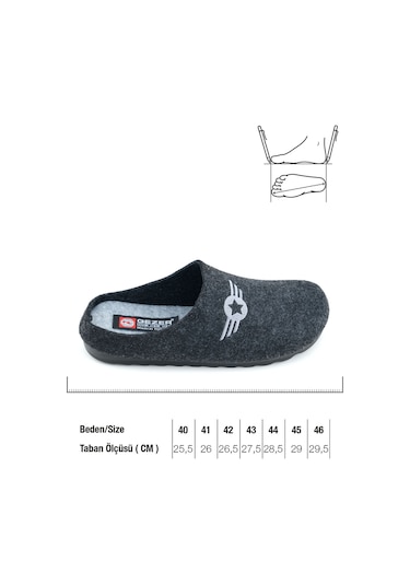 Gezer Kışlık Rahat Taban Ev Bahçe Erkek Terlik Gt1kmm.16200.02.2d4.0c Antrasit