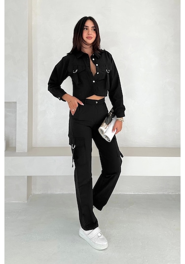 Asprin Fashion Kemerli Detay Gömlek Siyah Siyah