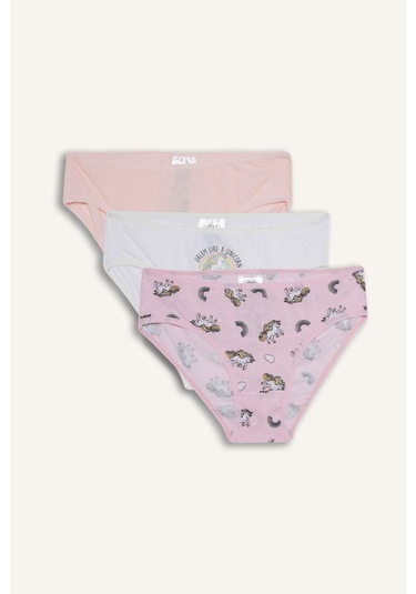 Defacto Kız Çocuk Desenli 3lü Slip Külot F8725a825aupn435 Pembe