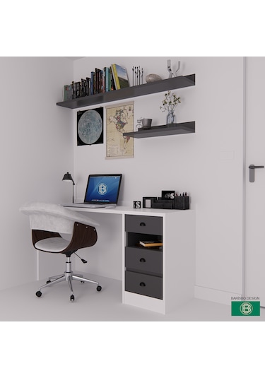Çalışma Masası Raflı Ve Çekmeceli Geniş Depolama Alanlı