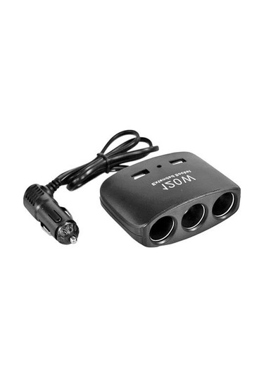 Çakmak Soket 12-24v- 120w Kablolu 3lü 2usb