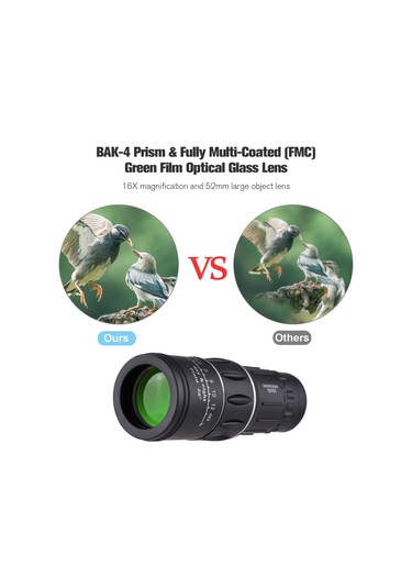 Suofeng 16x52 Kompakt Tek Gözlü Teleskop - Yüksek Kaliteli Görüntü, Su Geçirmez, Cep Telefonu Uyumlu - Manzaralar, Kuş İzleme, Spor Etkinlikleri İçin Taşınabilir