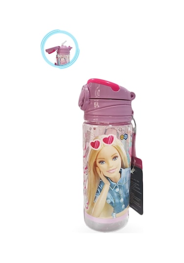 Barbie Matara 500 Ml - Çocuk Suluk, Matara, Pipetli Suluk, Askılı Suluk Barbie Matara