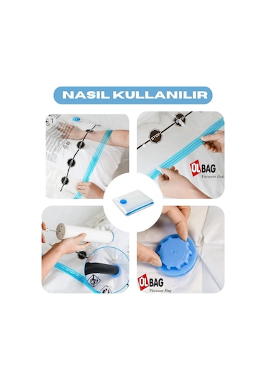 2'li Vakumlu Hurç Seti - 3 1 Ad. En Büyük Boy 1 Ad. Orta Boy Elbise, Yastık, Çift Kişilik Yorgan Şeffaf