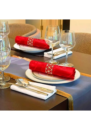 Ximistore9 Üçgen S Şekilli Dayanıklı Metal Peçete Halkası Seti - 12'li Altın Renk Altın