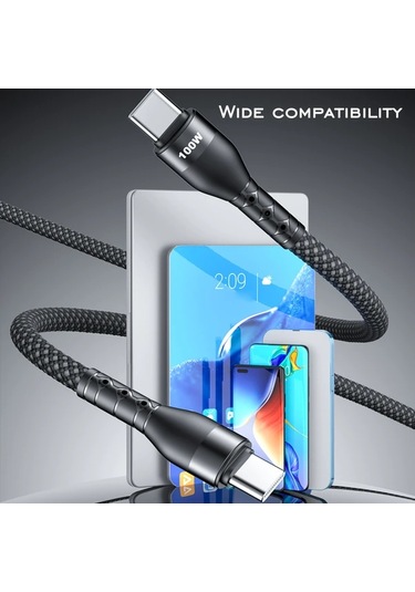 Xuweiwei 100w Magnetic Hızlı Şarj Kablosu Silvery 1.5m  15 16 Ve S24 S25 Uyumlu Seyahat Araç İçin