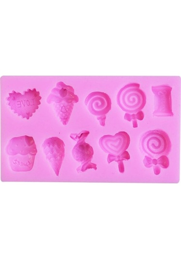 Dancemonkey 2 Adet G114 Şeker Lolipop Dondurma Kalıbı, Silikon Şekilli, Pratik Kullanım Pembe