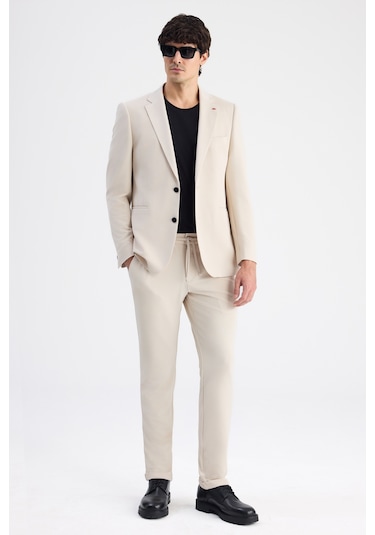 Twn Slim Fit Bej Armürlü Kumaş Ceket 6ec04bb01474m