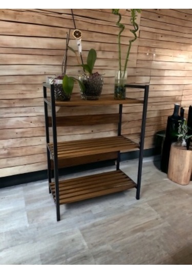 Kuzey Metal Ayaklı Masif Ahşap Mutfak Dolabı Rafı-ayakkablık -kit