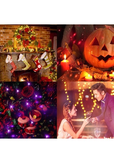 Sones 5m Gümüş Bakır Tel Işık Dizisi, 50 Led 3 X Aa Pil Kutulu Peri Lambası Uzaktan Kumandalı Dekoratif Işık, Dc 5v Diğer