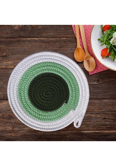 Suntek Çiftlik Evi Masa Mat Kaymaz Rustik Örgülü Yeşil-24cm