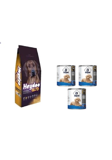 Heydoo Yüksek Enerjili Kuzu Etli Köpek Kuru Mama 2 KG + Konserve Mama 3'lü