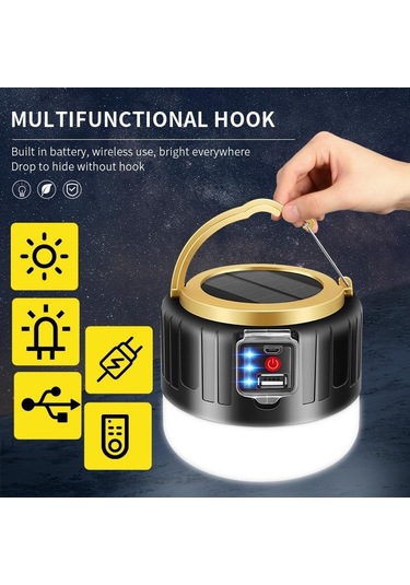 Güneş Led Kamp Işık Uzaktan Kumanda Çadır Lambası Usb Şarj Edilebilir Ampul Açık Yürüyüş Taşınabilir Fener & Kafa Lambası 56564122 Çok Renkli