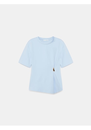 Dilvin 32445 Aksesuar Detaylı Basic T-shirt-açık Mavi