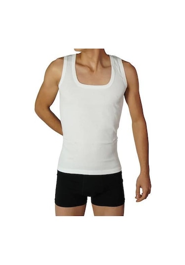 12 Li Paket Nazar Yıldız Erkek Penye Atlet Renk Seçenekli Beyaz