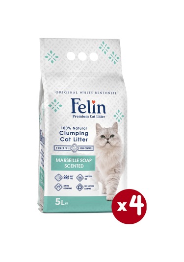 Felin Marsilya Sabunu Kokulu Topaklanan Kedi Kumu 4 x 5 L