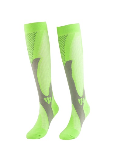 Xindoker Erkek Kadın Spor Koşu Yoga Kompresyon Çorapları, Teri Emici, Koku Önleyici, Yeşil Uzun Bilekli, Esnek Bacak Çorapları Yeşil