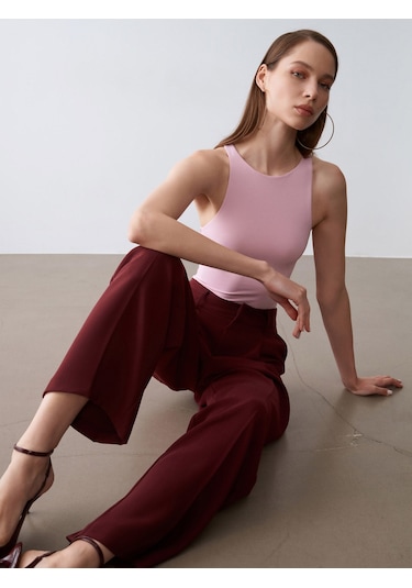 Dilvin 32836 Halter Yaka Bodysuit-toz Pembe