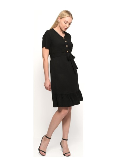 Kadın Önden Düğme Detaylı Yazlık Midi Elbise 4437/105 001