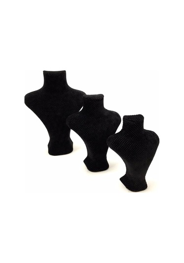 Yerli Üretim Keten Kumaş Siyah Renk Üç Boy Takı Mankeni Çok Renkli