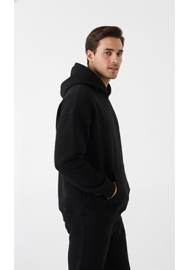 Siyah Oversize Hoodie Sweatshirt Siyah