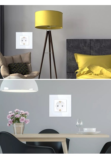 Dealuxx Cam Çerçeveli Tekli Priz Beyaz 193877356