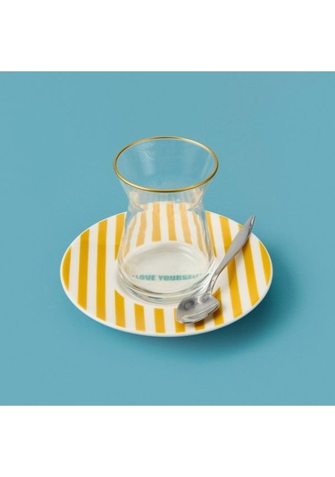 Evidea Kitchen Love Yourself Çay Tabağı - Sarı - 13 Cm Sarı