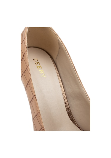 Deery Vizon Rengi Kroko Stiletto Kadın Topuklu Ayakkabı Vizon