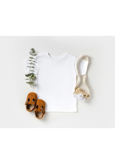 Aselinda Baskısız Beyaz Çocuk Tişört- Unisex Beyaz
